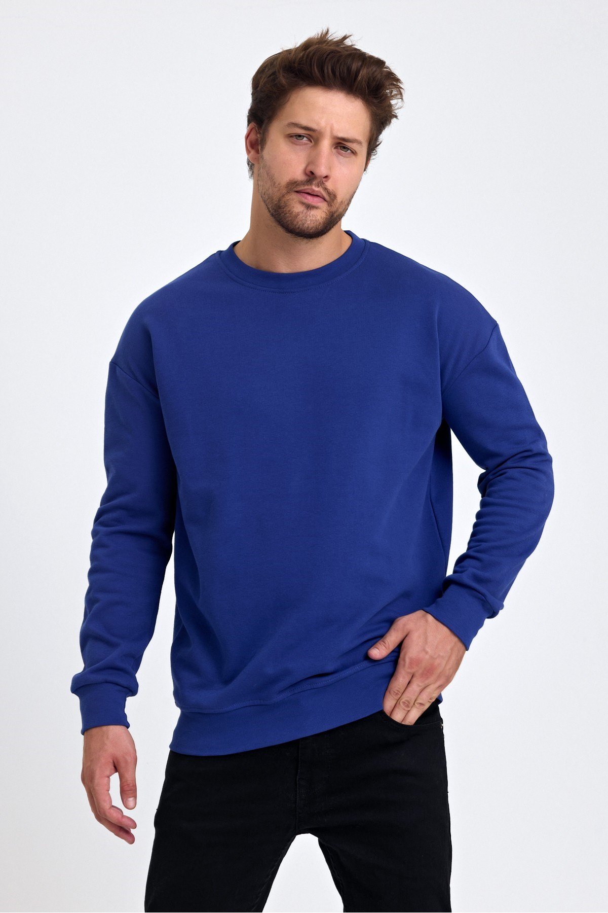 Tarz CoolSweatshirtYVRLKYSWT01R07-2Erkek Yumuşacık Kumaşlı Regular Fit Yuvarlak Yakalı Sweatshirt