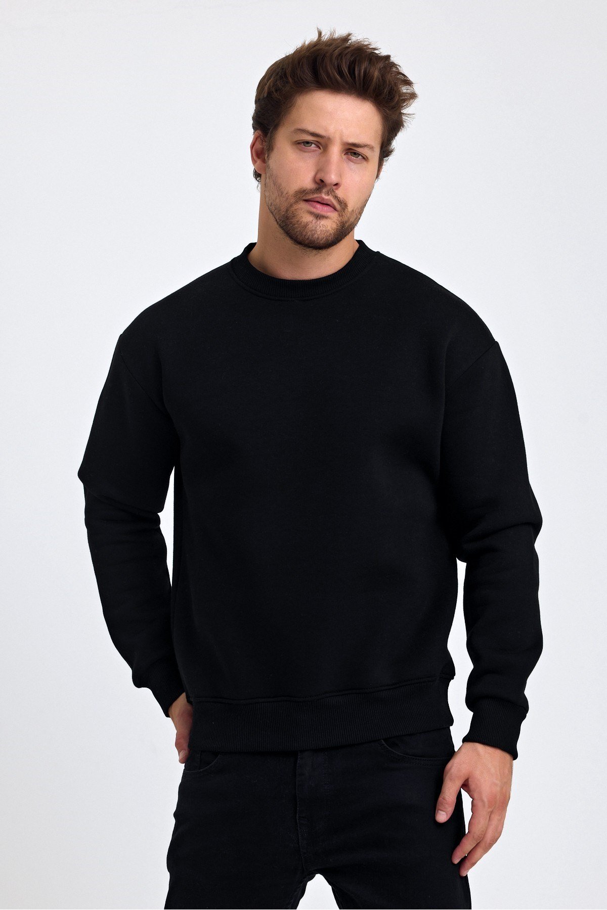 Tarz CoolSweatshirtYVRLKYSWT01R07-2Erkek Yumuşacık Kumaşlı Regular Fit Yuvarlak Yakalı Sweatshirt
