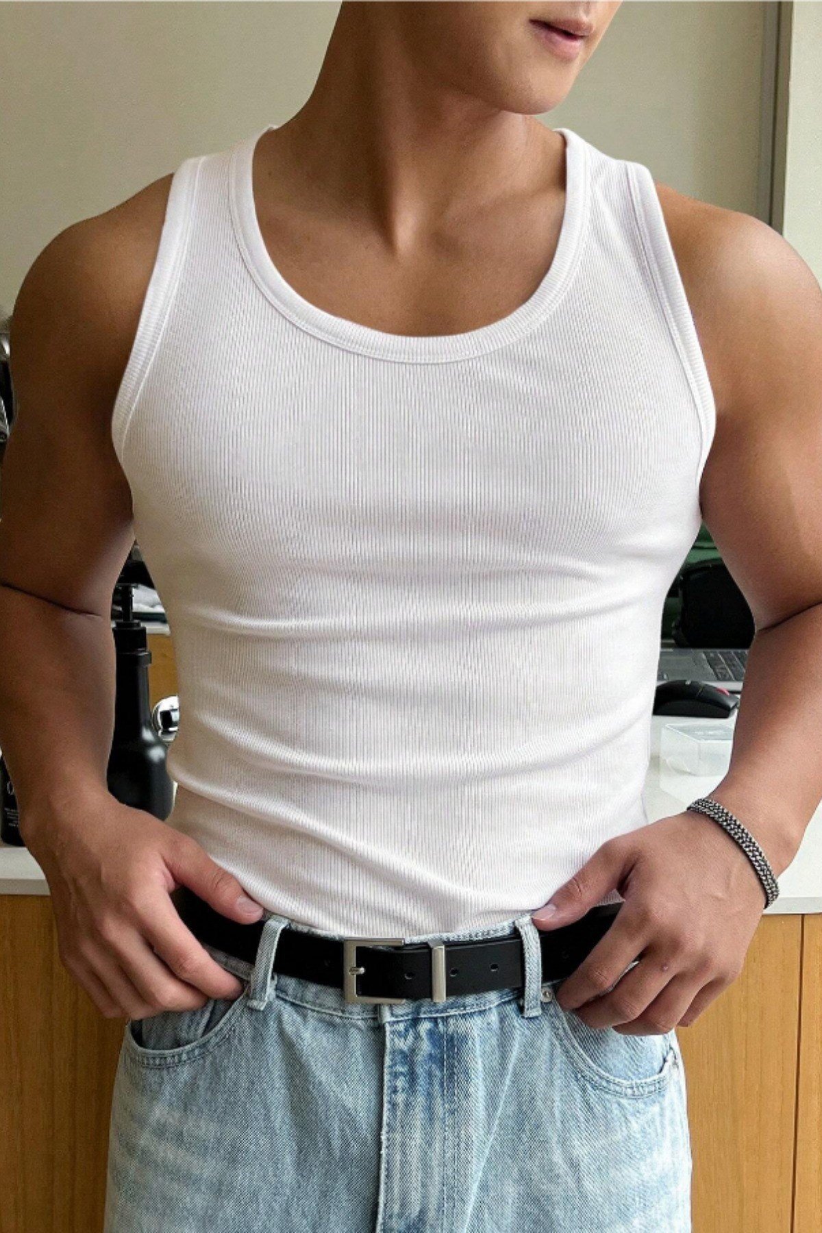 Tarz CoolT-shirtATLTERKK01R01-2ERKEK FİTİLLİ KOLSUZ TİŞÖRT ATLET