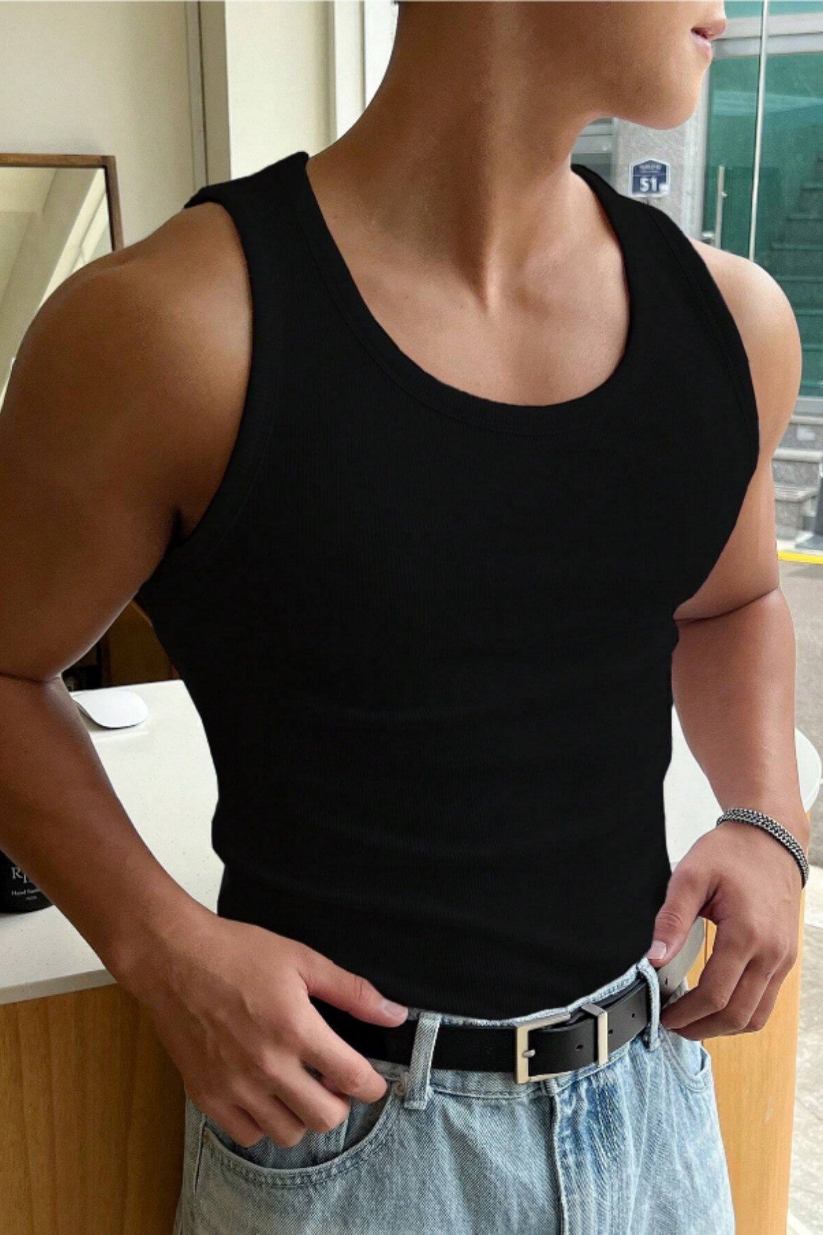 Tarz CoolT-shirtATLTERKK01R01-2ERKEK FİTİLLİ KOLSUZ TİŞÖRT ATLET
