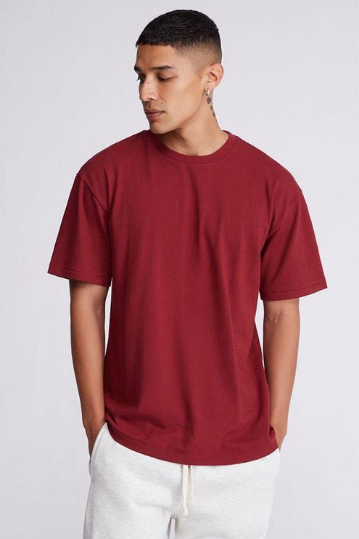 Tarz CoolT-shirtBSCDZTSRT01R02Erkek %100 Pamuk Relaxed Rahat Kesim Bisiklet Yaka Kısa Kollu Tişört