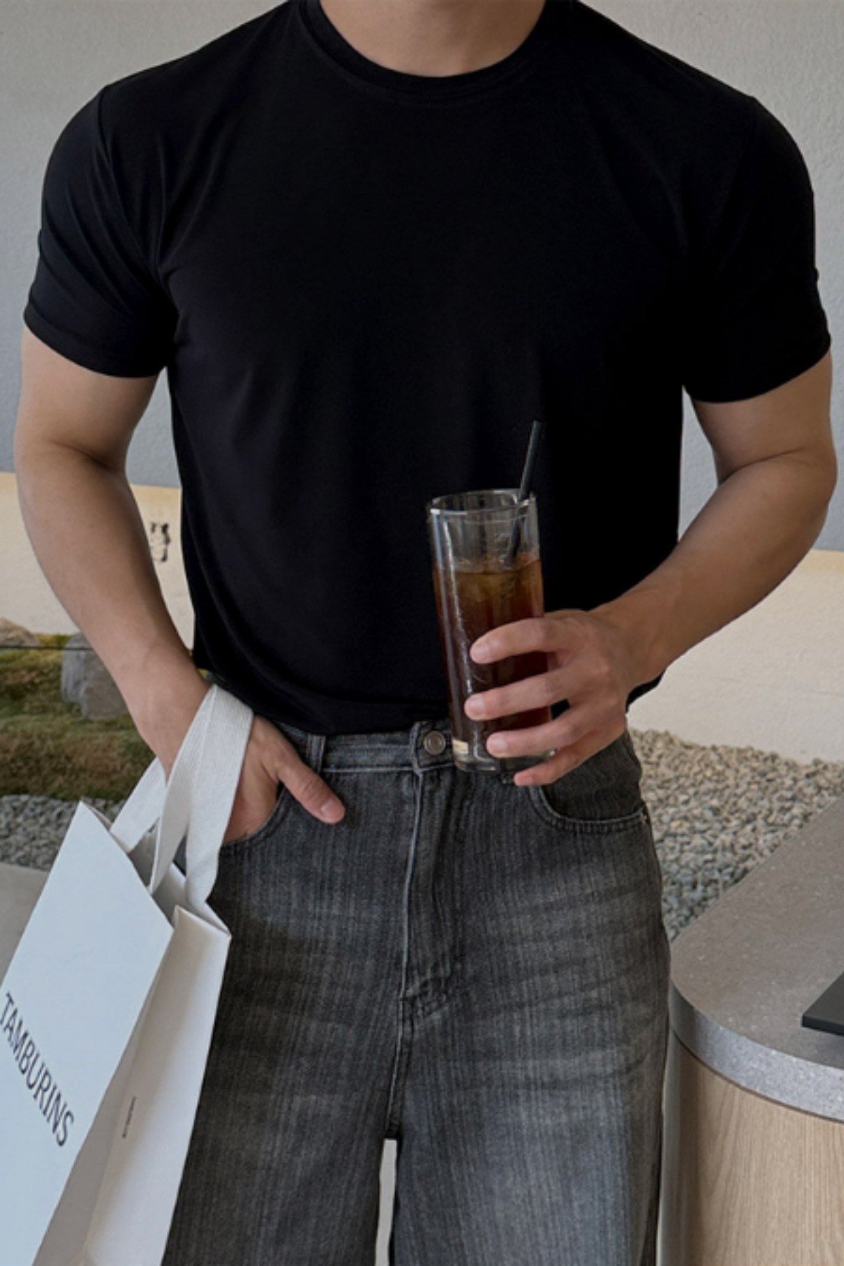 Tarz CoolT-shirtBSKTSR025R01Erkek Slim Fit Dar Kesim %100 Pamuklu Basic Örme T-shirt
