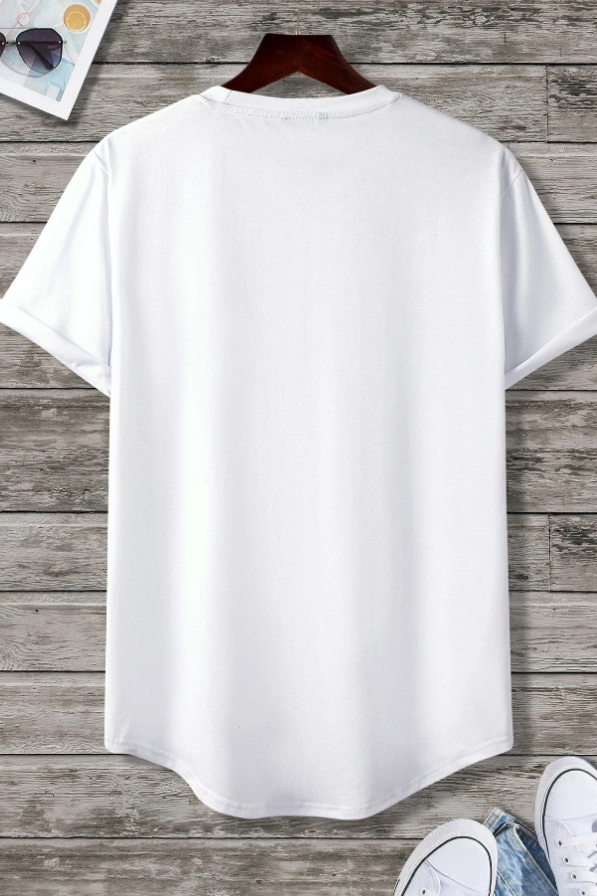 Tarz CoolT-shirtBSTCPS001R02Erkek Bisiklet Yaka Oval Etek Salaş %100 Pamuk Basic T-Shirt