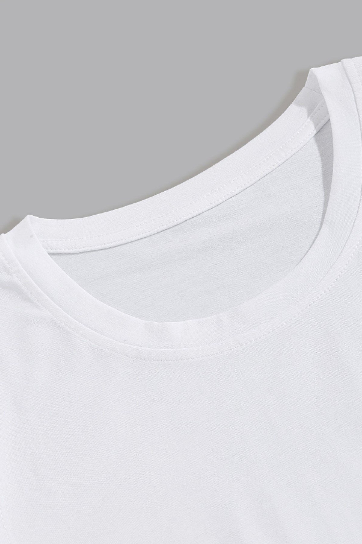 Tarz CoolT-shirtBSTCPS001R02Erkek Bisiklet Yaka Oval Etek Salaş %100 Pamuk Basic T-Shirt