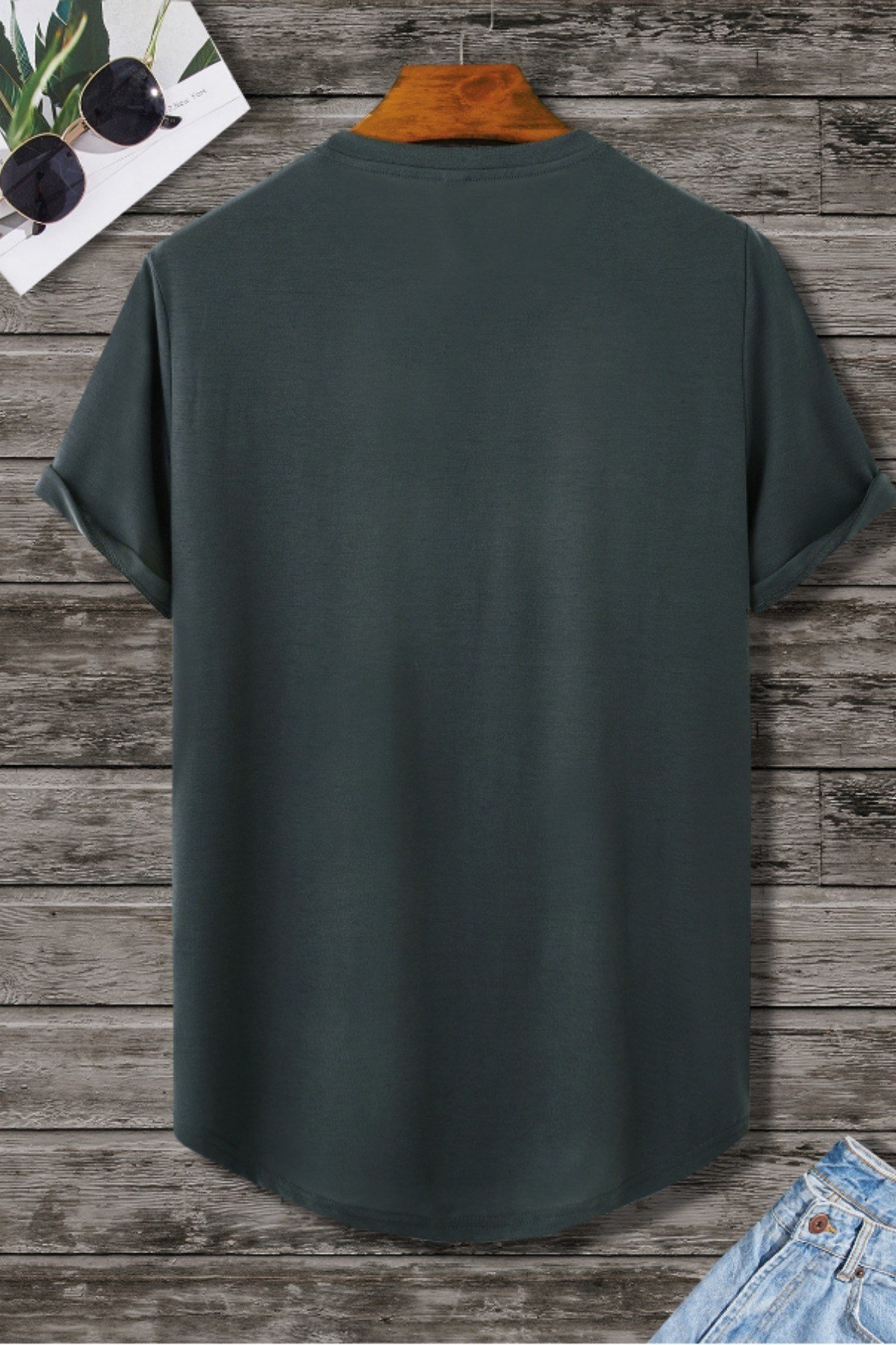 Tarz CoolT-shirtBSTCPS001R02Erkek Bisiklet Yaka Oval Etek Salaş %100 Pamuk Basic T-Shirt