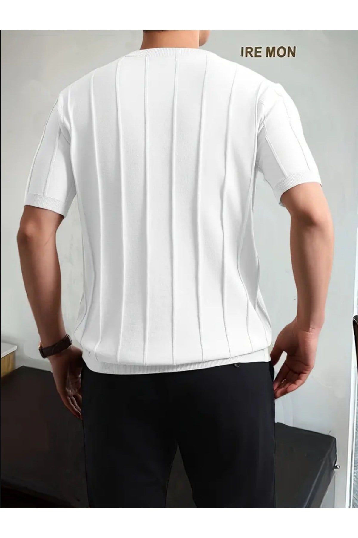 Tarz CoolT-shirtCCS1906R03Erkek Slim Dar Bisiklet Yaka Düz Triko T-Shirt