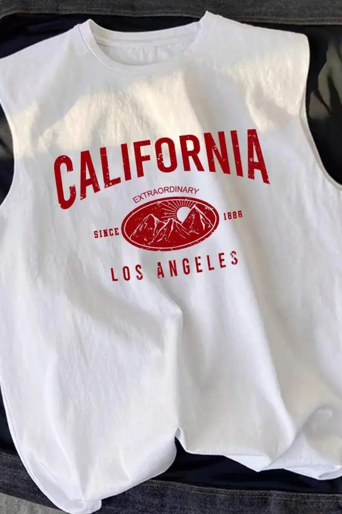 Tarz CoolT-shirtCLFRNATLT025R05California Baskılı Kolsuz Atlet tshirt Erkek Sıfır Kol Oversize T-SHİRT