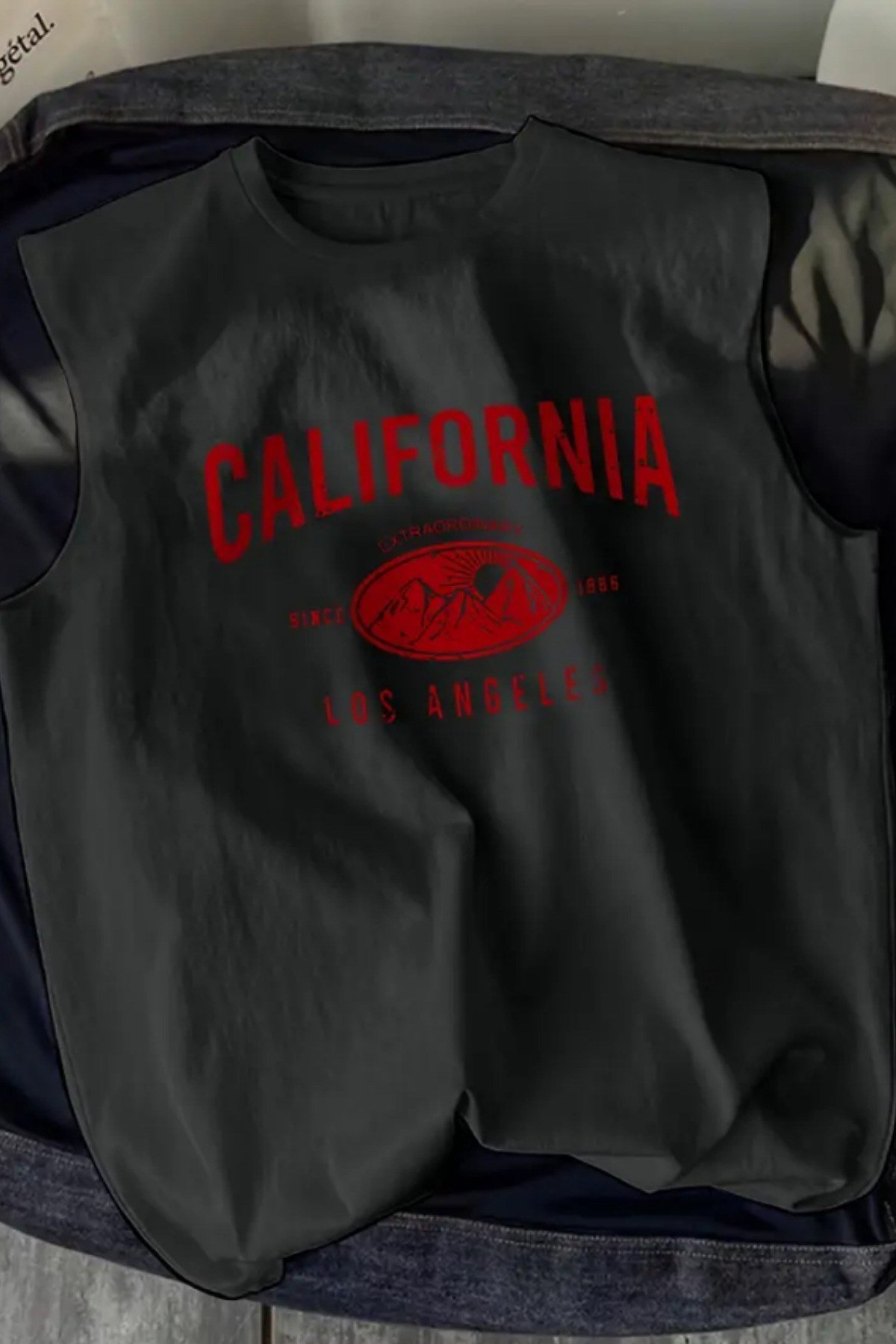 Tarz CoolT-shirtCLFRNATLT025R05California Baskılı Kolsuz Atlet tshirt Erkek Sıfır Kol Oversize T-SHİRT