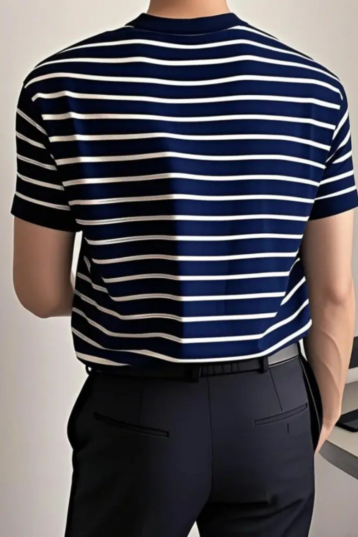 Tarz CoolT-shirtCT1962R05Erkek Kısa Kollu Fitilli Akrilik-Pamuk Karışımlı Triko T-Shirt