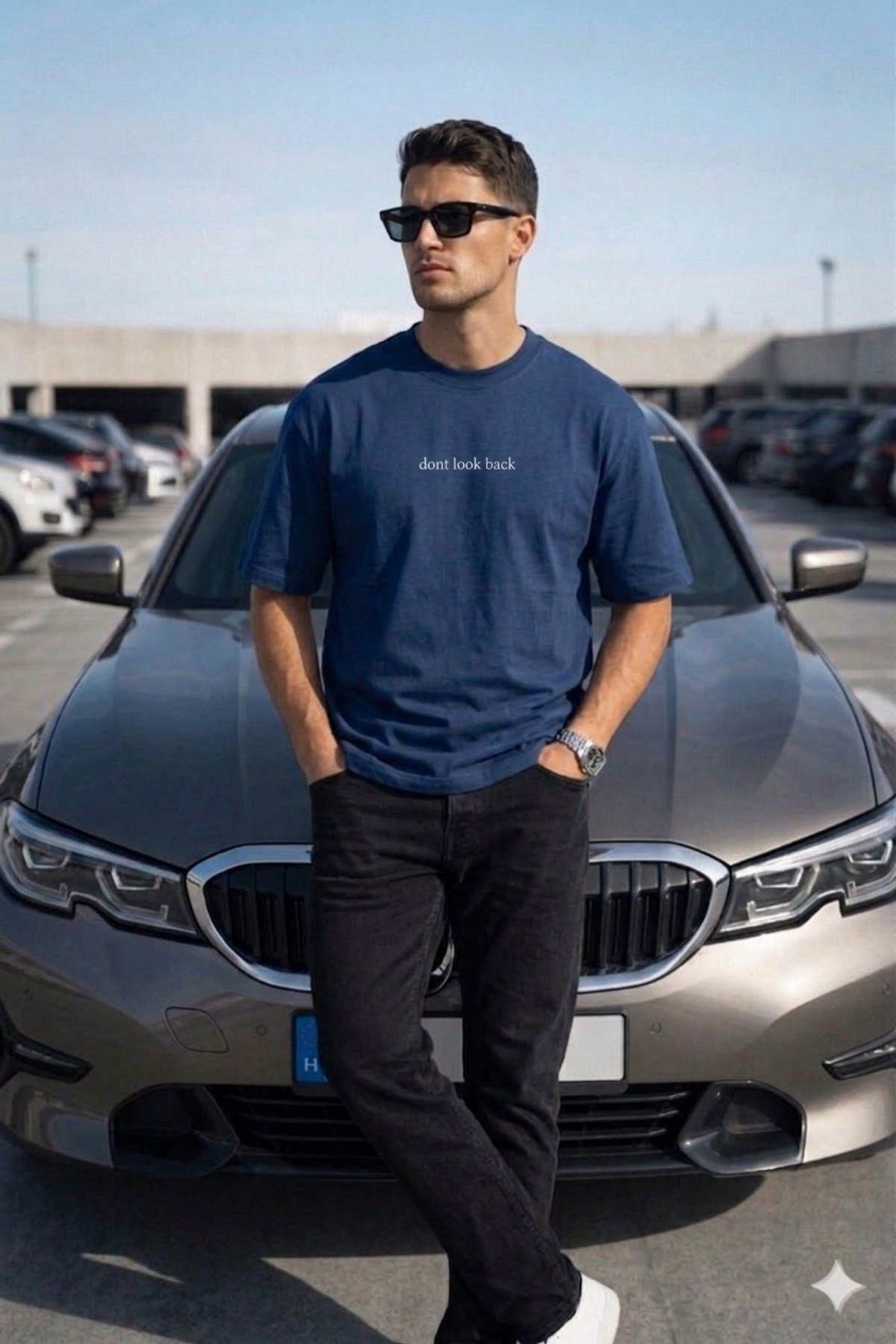 Tarz CoolT-shirtDNTLKBCK026-FM-XLErkek Oversize Tişört – Minimal “Don’t Look Back” Detaylı Basic