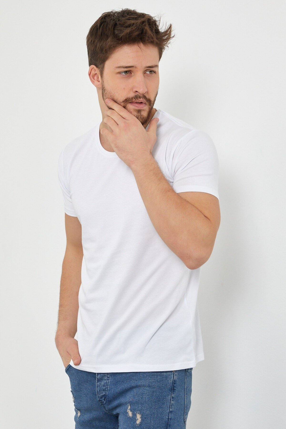 Tarz CoolT-shirtDZTSRTR07Erkek Düz Slim Fit Likralı T-shirt