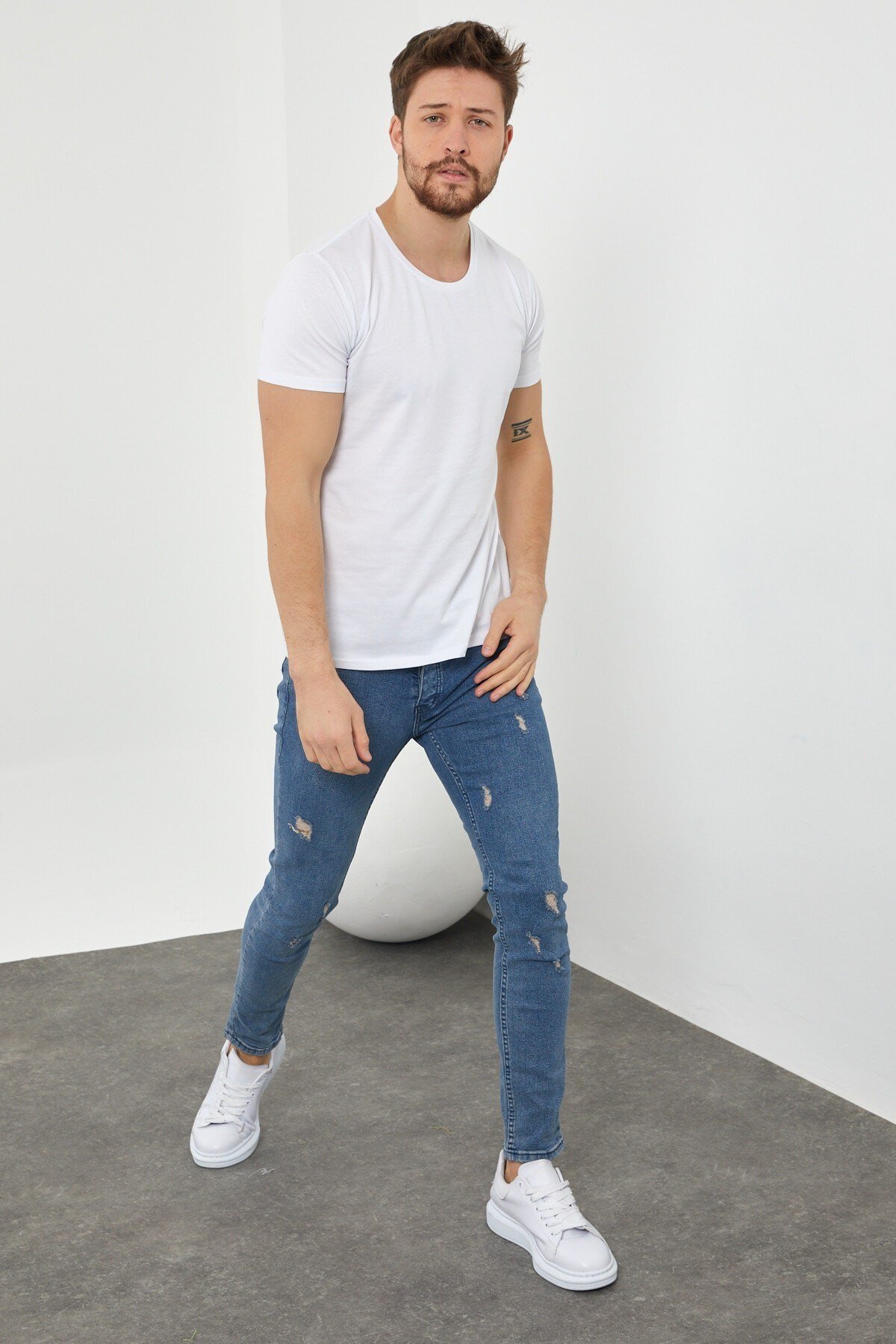 Tarz CoolT-shirtDZTSRTR07Erkek Düz Slim Fit Likralı T-shirt