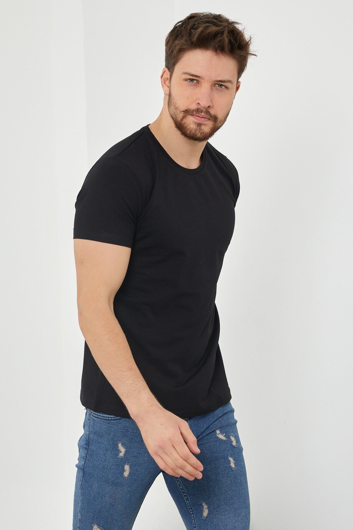 Tarz CoolT-shirtDZTSRTR07Erkek Düz Slim Fit Likralı T-shirt