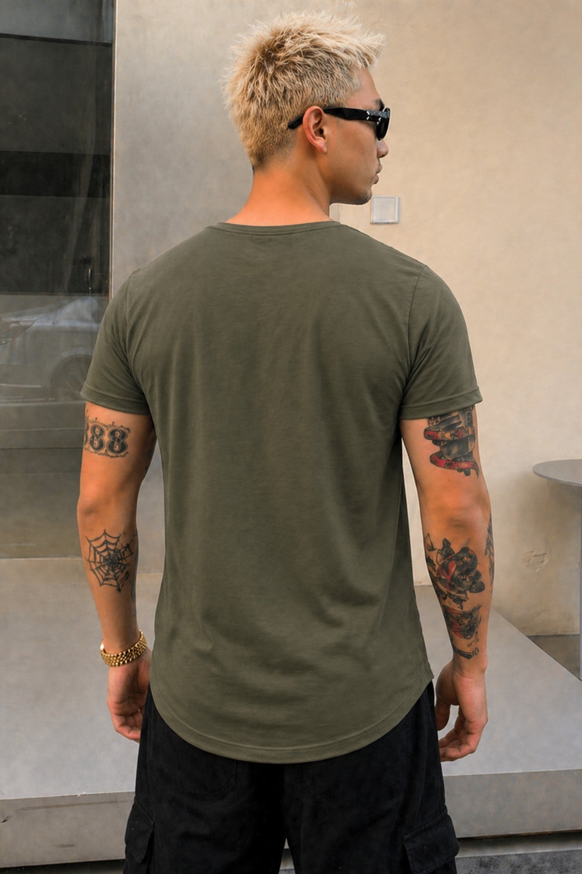 Tarz CoolT-shirtERK-TCPS-026-Antrasit-XLErkek Oval Etek Geniş Yaka %100 Pamuk Kısa Kollu Tişört