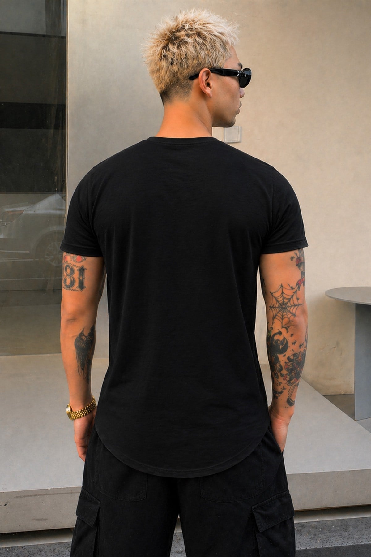 Tarz CoolT-shirtERK-TCPS-026-Antrasit-XLErkek Oval Etek Geniş Yaka %100 Pamuk Kısa Kollu Tişört