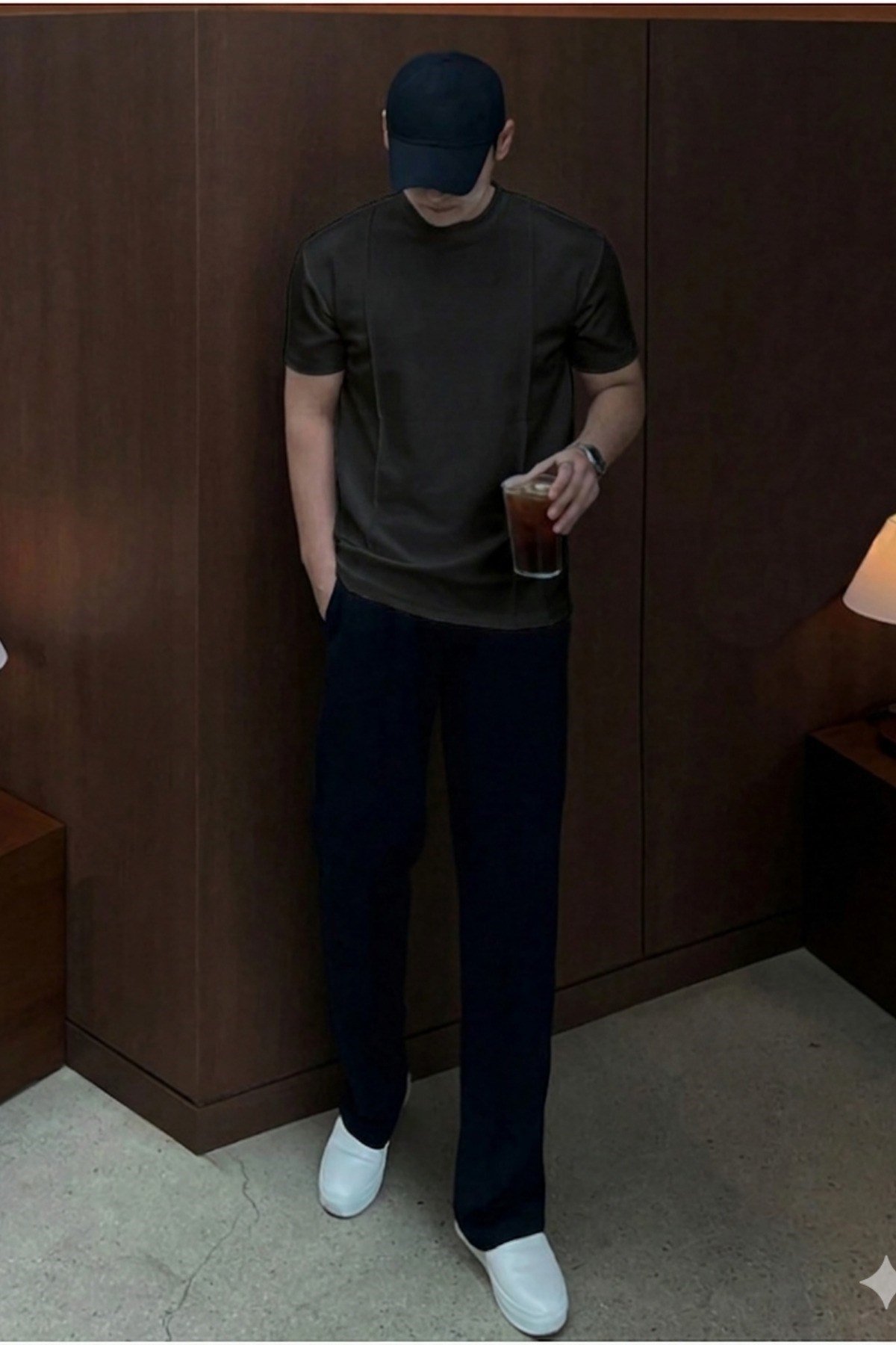 Tarz CoolT-shirtERKCMTS026-BY-MErkek Çizgi Detaylı Slim Fit Tişört Bisiklet Yaka Casual Pamuklu T-shirt