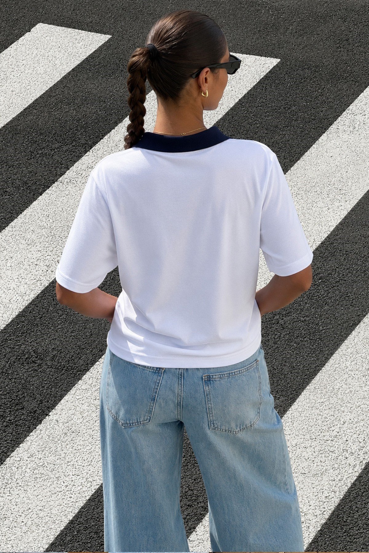 Tarz CoolT-shirtİVVİPLTŞ-001-BRD-LKadın Polo Yaka Tişört Regular Fit Kısa Kollu Günlük Basic Tişört