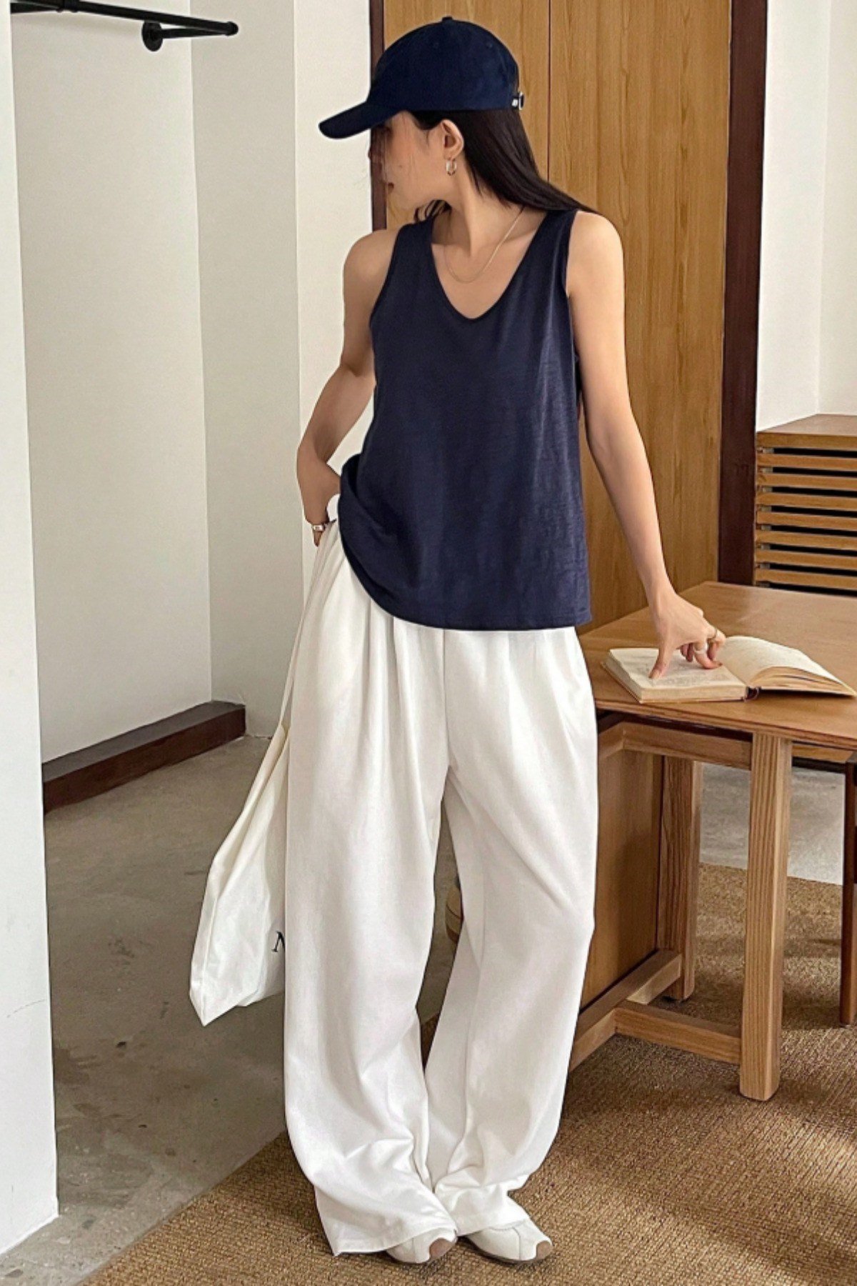 Tarz CoolT-shirtKA-FTL-026-Siyah-MKadın Flamlı %100 Pamuk Basic Atlet – Bisiklet Yaka Rahat Kalıp Yazlık Kolsuz Tişört