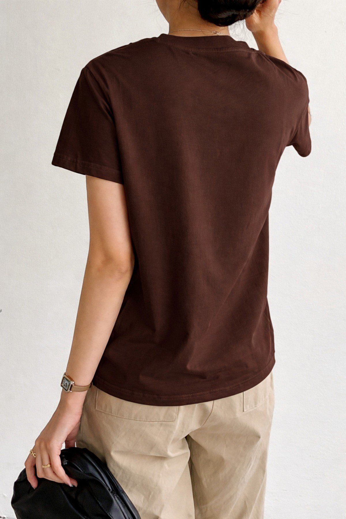 Tarz CoolT-shirtKDNBSK-ÇZG-001-SYH-LKadın Kısa Kollu Çizgi Detaylı Basic Tişört Süprem Kumaş Yazlık Rahat T-Shirt