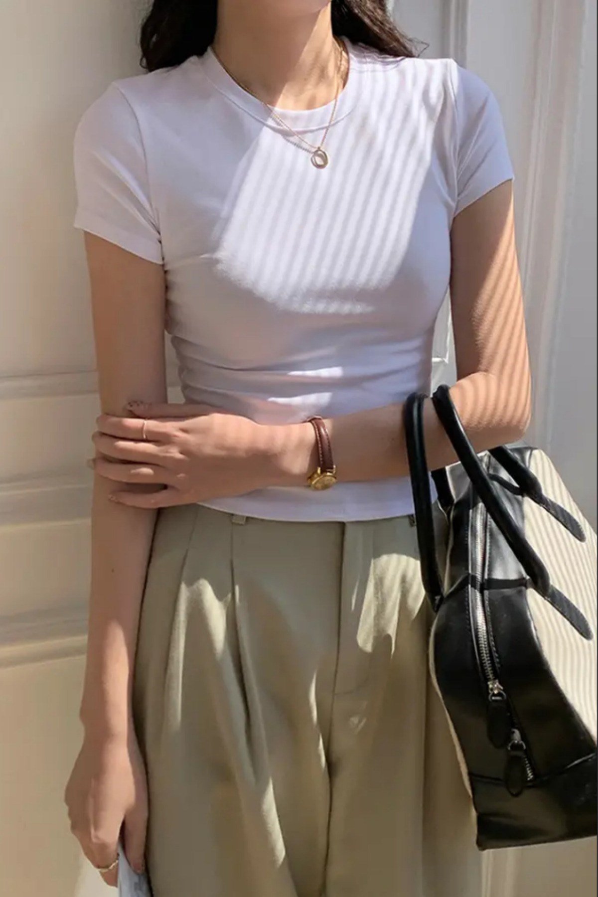 Tarz CoolT-shirtKKDNBSKK025-AMVİLBisiklet Yaka Basic Kadın Tişört