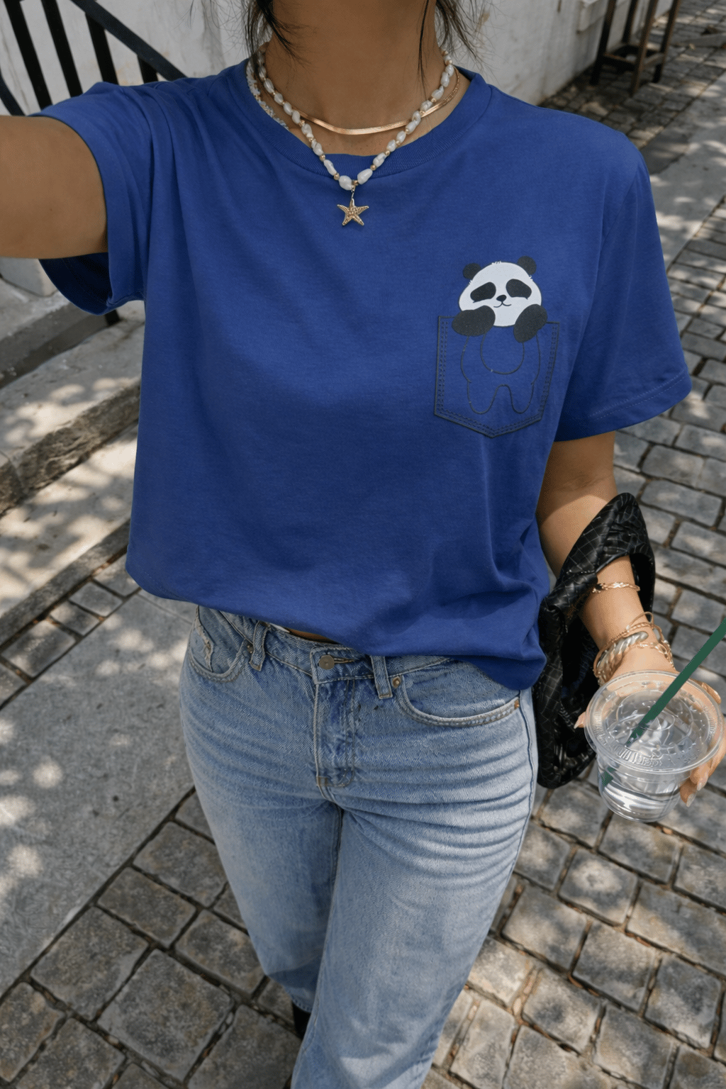 Tarz CoolT-shirtKPNDATST026-BY-XLPanda Baskılı Unisex Basic Tişört – Rahat Kesim Günlük Stil