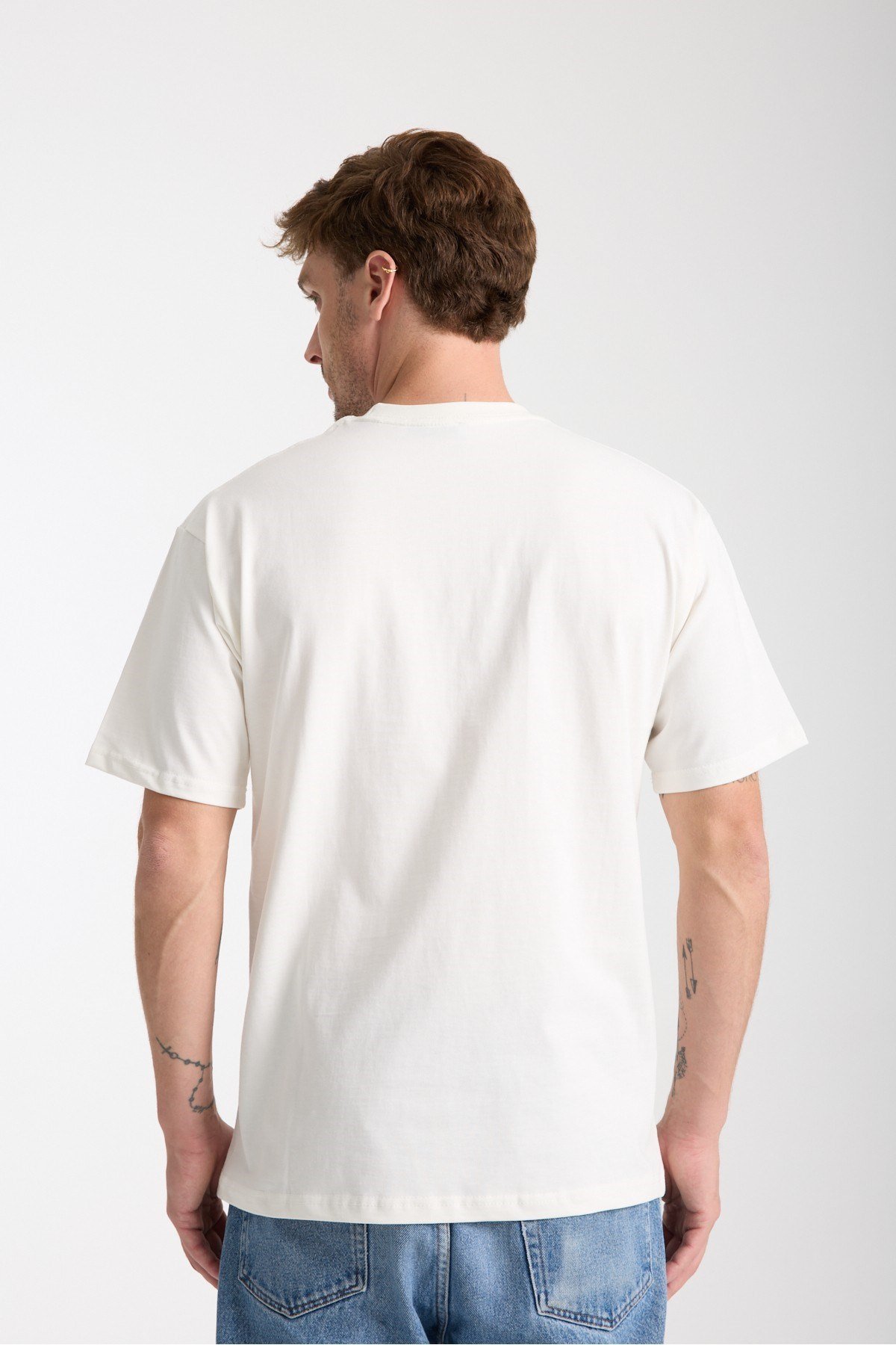 Tarz CoolT-shirtMLANOTST025R02Erkek Milano Nakış Yazılı Oversize Bisiklet Yaka T-Shirt