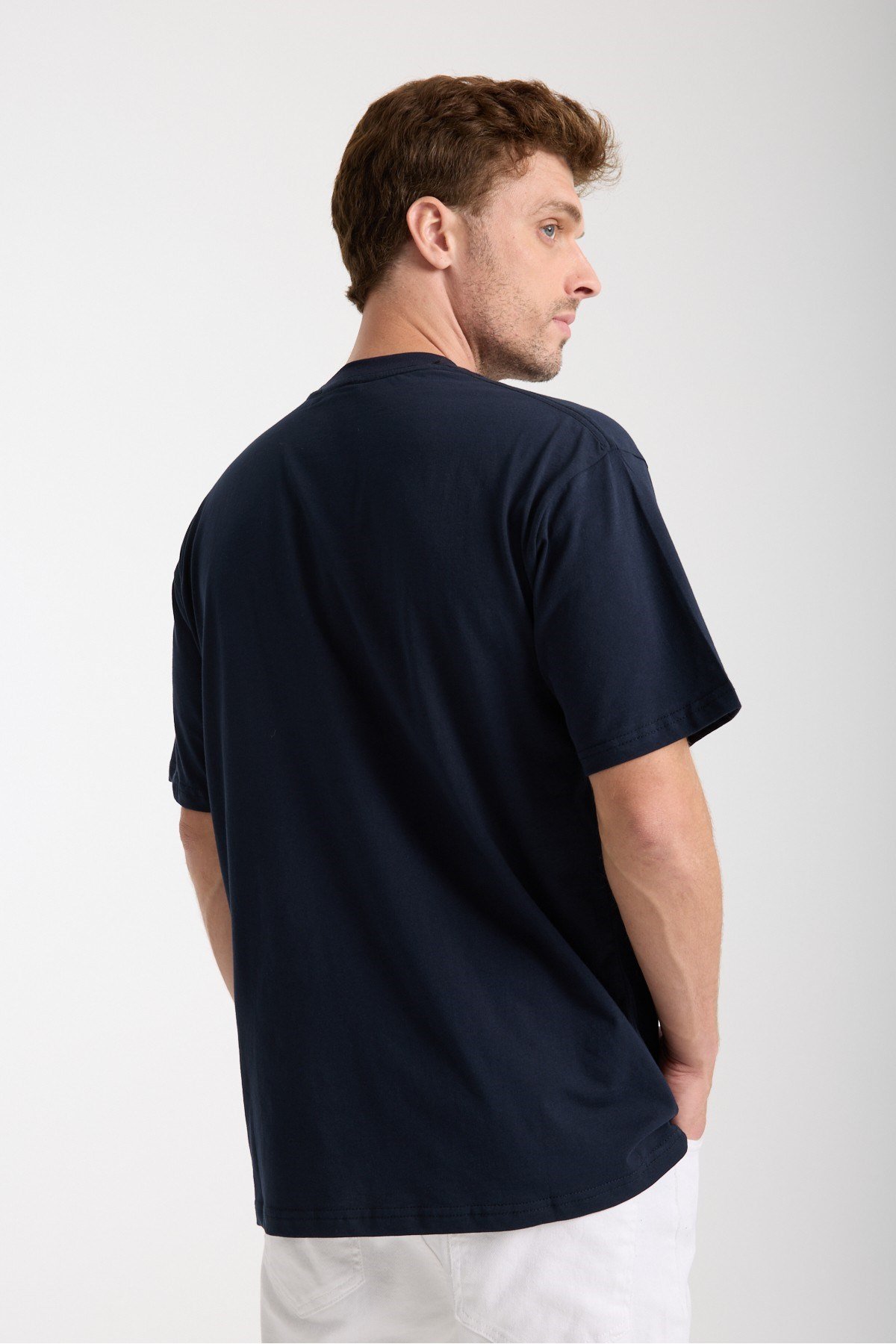 Tarz CoolT-shirtMLANOTST025R02Erkek Milano Nakış Yazılı Oversize Bisiklet Yaka T-Shirt