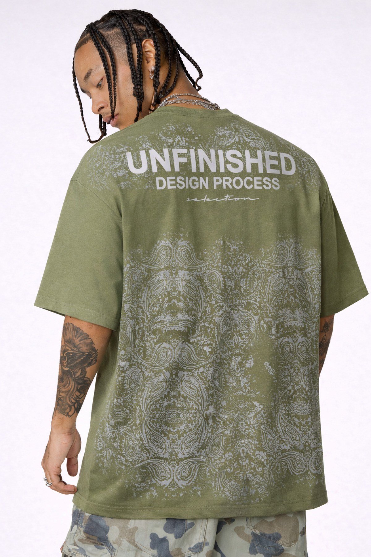 Tarz CoolT-shirtNST-W-OS-001-BY-SErkek Oversize Tişört Never Stop Trying Baskılı Salaş Kalıp