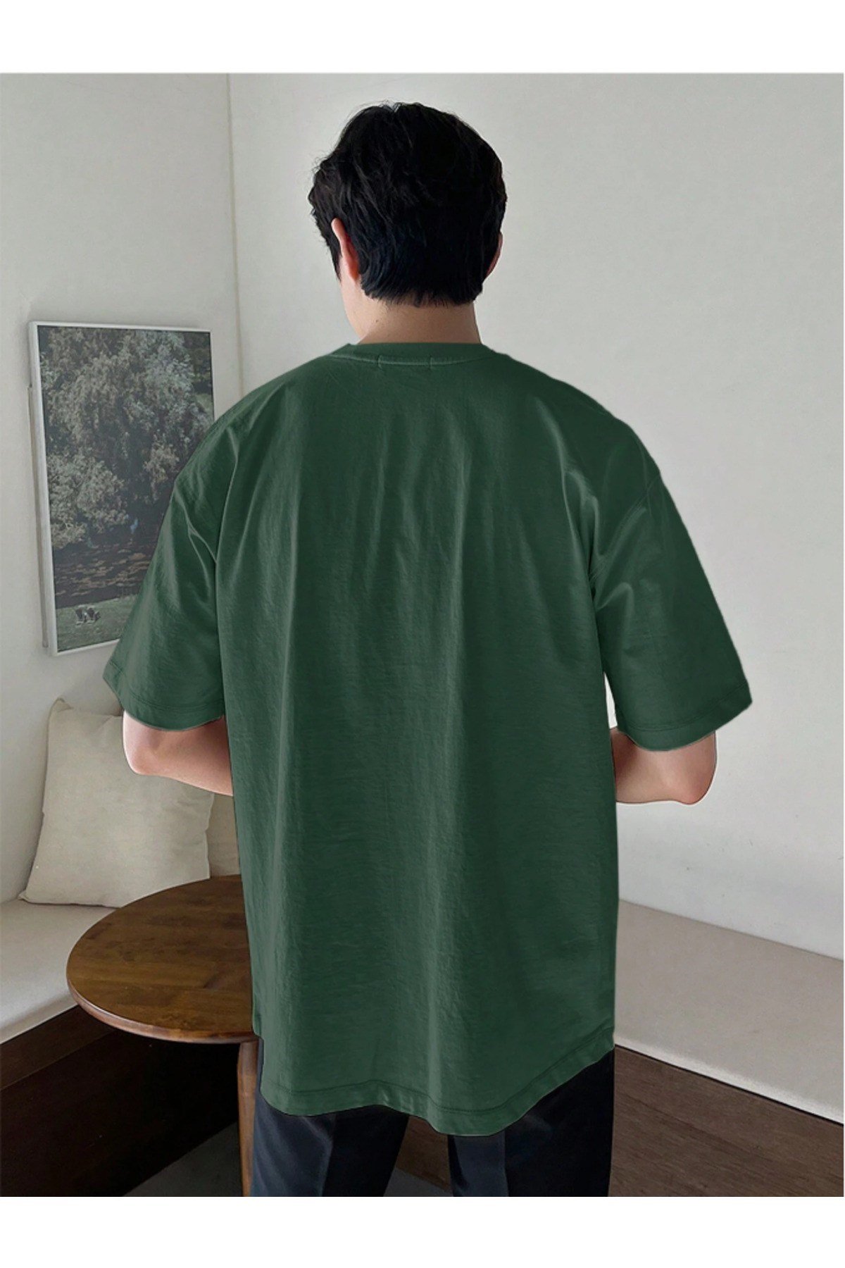 Tarz CoolT-shirtOVTSRT0021R06-1Erkek Bisiklet Yaka %100 Pamuk T-Shirt