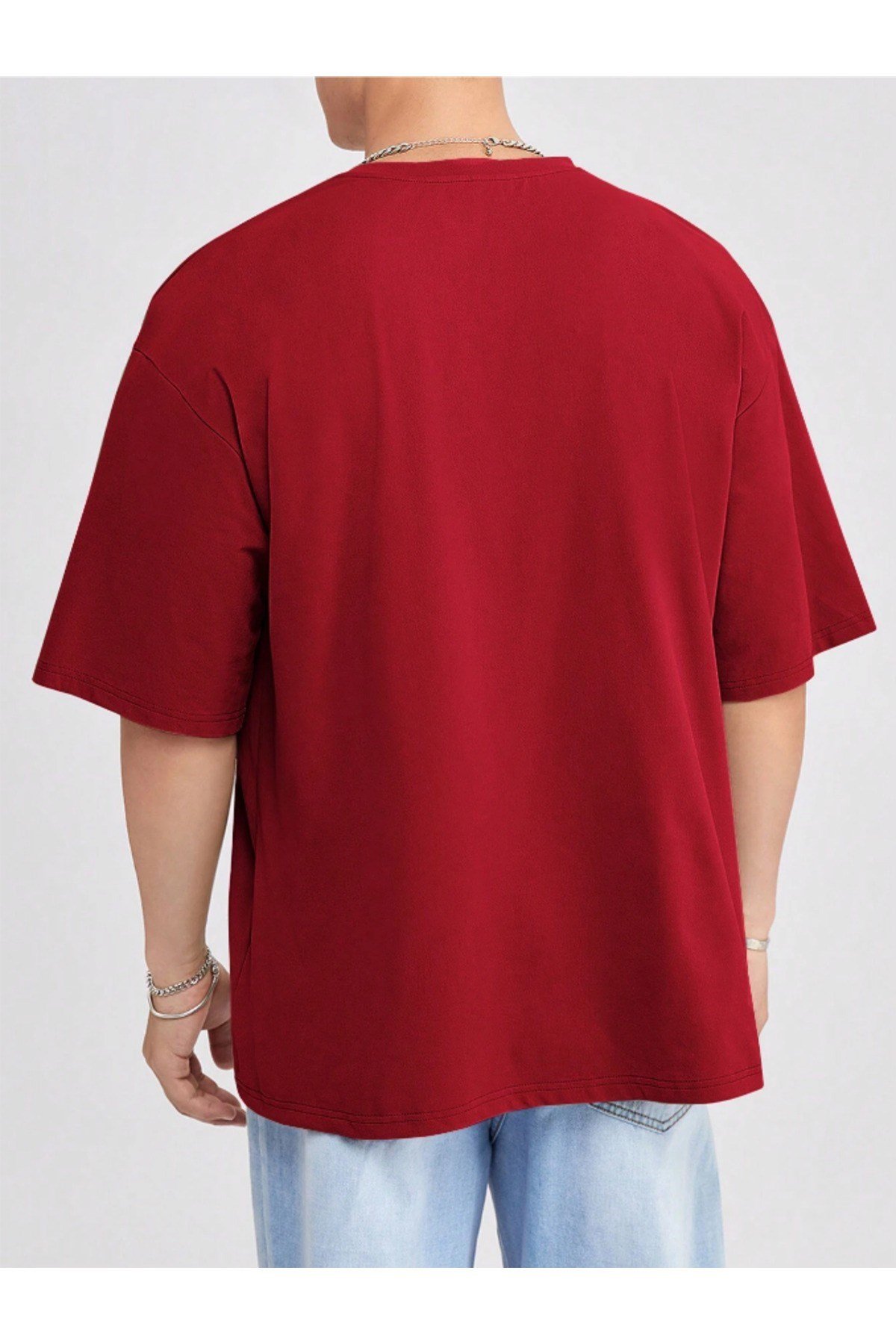 Tarz CoolT-shirtOVTSRT0021R06-1Erkek Bisiklet Yaka %100 Pamuk T-Shirt