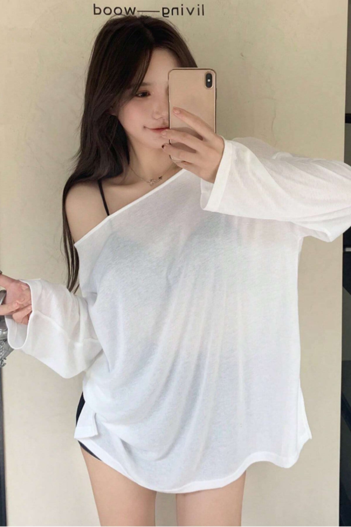 Tarz CoolT-shirtPLJ-TST-026-SYLXLKadın Oversize Düşük Omuz Flamlı Pamuk Bluz – Salaş Yazlık İnce Dokulu Basic Tişört