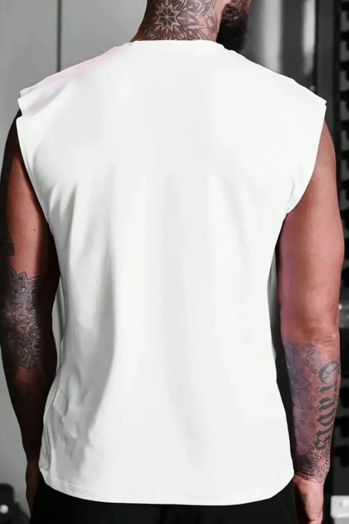 Tarz CoolT-shirtPLMYATLT025R02Palmiye Ağaç Baskılı Kolsuz Atlet tshirt Erkek Sıfır Kol Oversize T-SHİRT