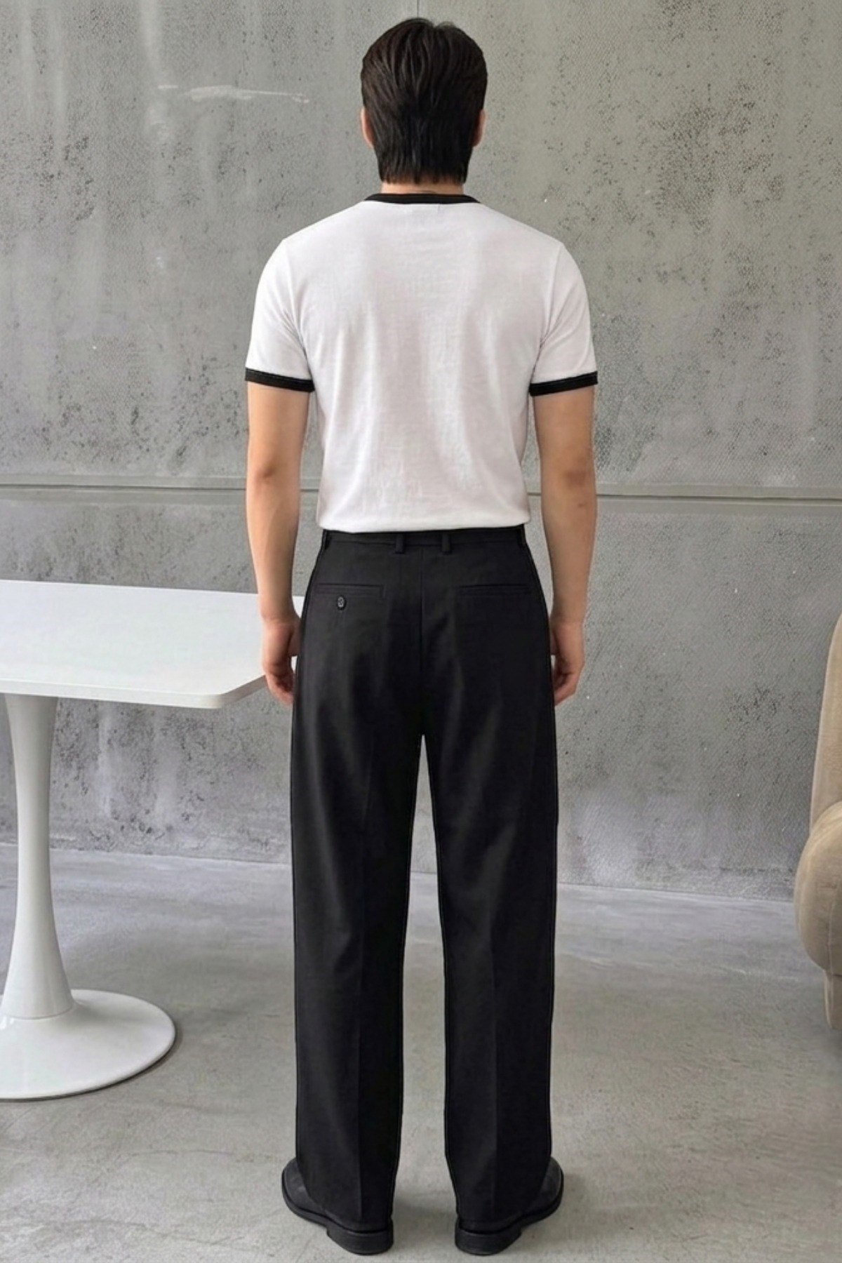 Tarz CoolT-shirtTC-BRW-10-M4-R21Erkek Regular Fit Bisiklet Yaka Kontrast Biyeli %100 Pamuk Süprem Tişört