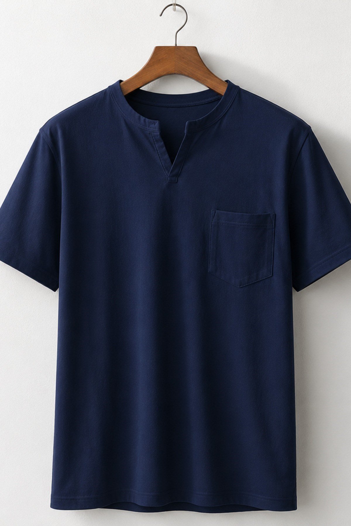 Tarz CoolT-shirtTC-EPHY-1026-Lacivert-LErkek Hakim Yaka Cep Detaylı %100 Pamuk Basic Tişört