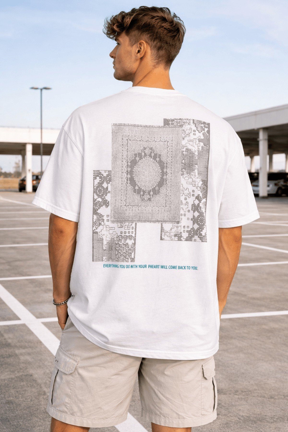 Tarz CoolT-shirtTC-ERK-OVR-SY-LOversize Erkek Tişört Baskılı Pamuklu Rahat Kesim Streetwear Yazlık Basic T-Shirt