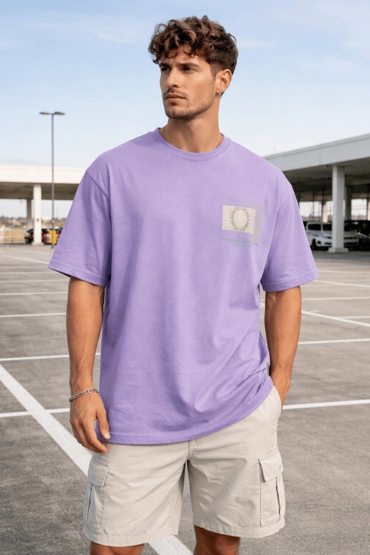 Tarz CoolT-shirtTC-ERK-OVR-SY-LOversize Erkek Tişört Baskılı Pamuklu Rahat Kesim Streetwear Yazlık Basic T-Shirt