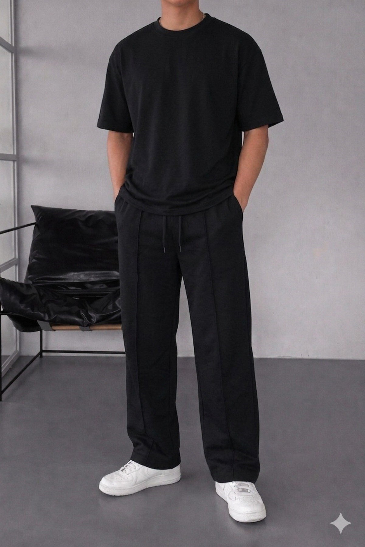 Tarz CoolT-shirtTC-EST-2406-HK-XLErkek Oversize T-Shirt Eşofman Takımı Rahat Kesim Basic Kombin