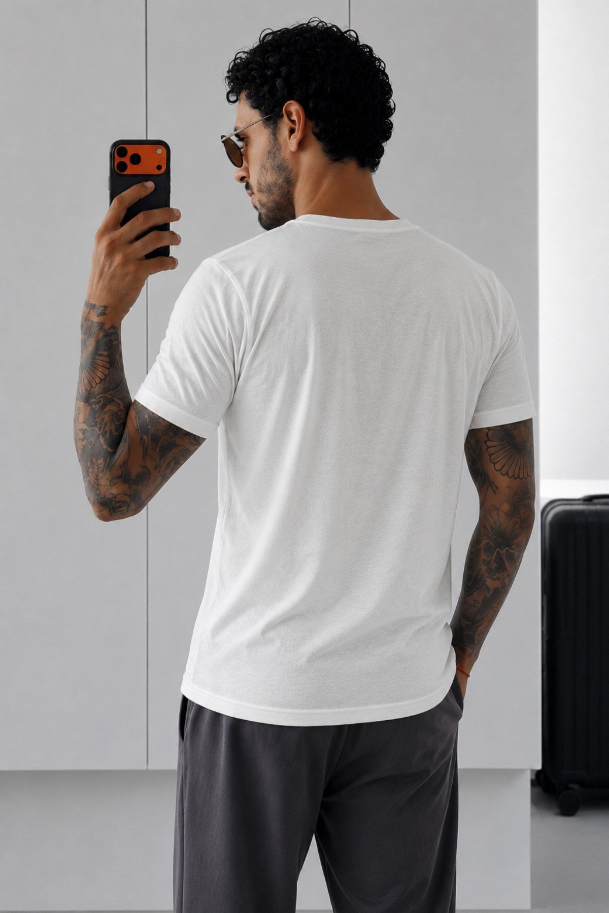 Tarz CoolT-shirtTC-FLM-BYK-2602-Siyah-XLErkek Flamlı Pamuklu Bisiklet Yaka Basic Slim Fit Tişört Yazlık Günlük Şık Tişört