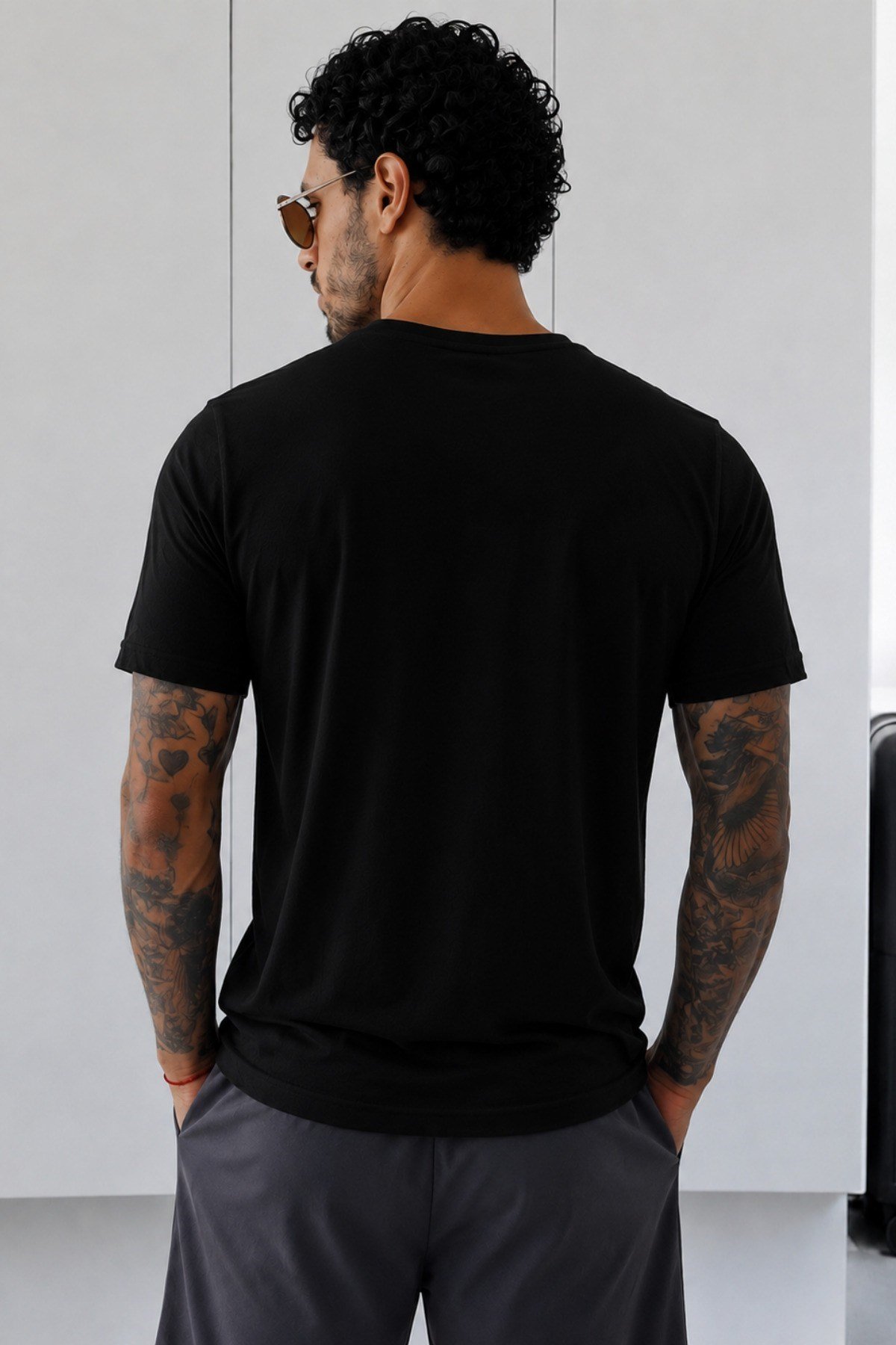 Tarz CoolT-shirtTC-FLM-VYK-2601-Beyaz-XLErkek Flamlı Pamuklu V Yaka Basic Slim Fit Tişört Yazlık Günlük Şık Tişört
