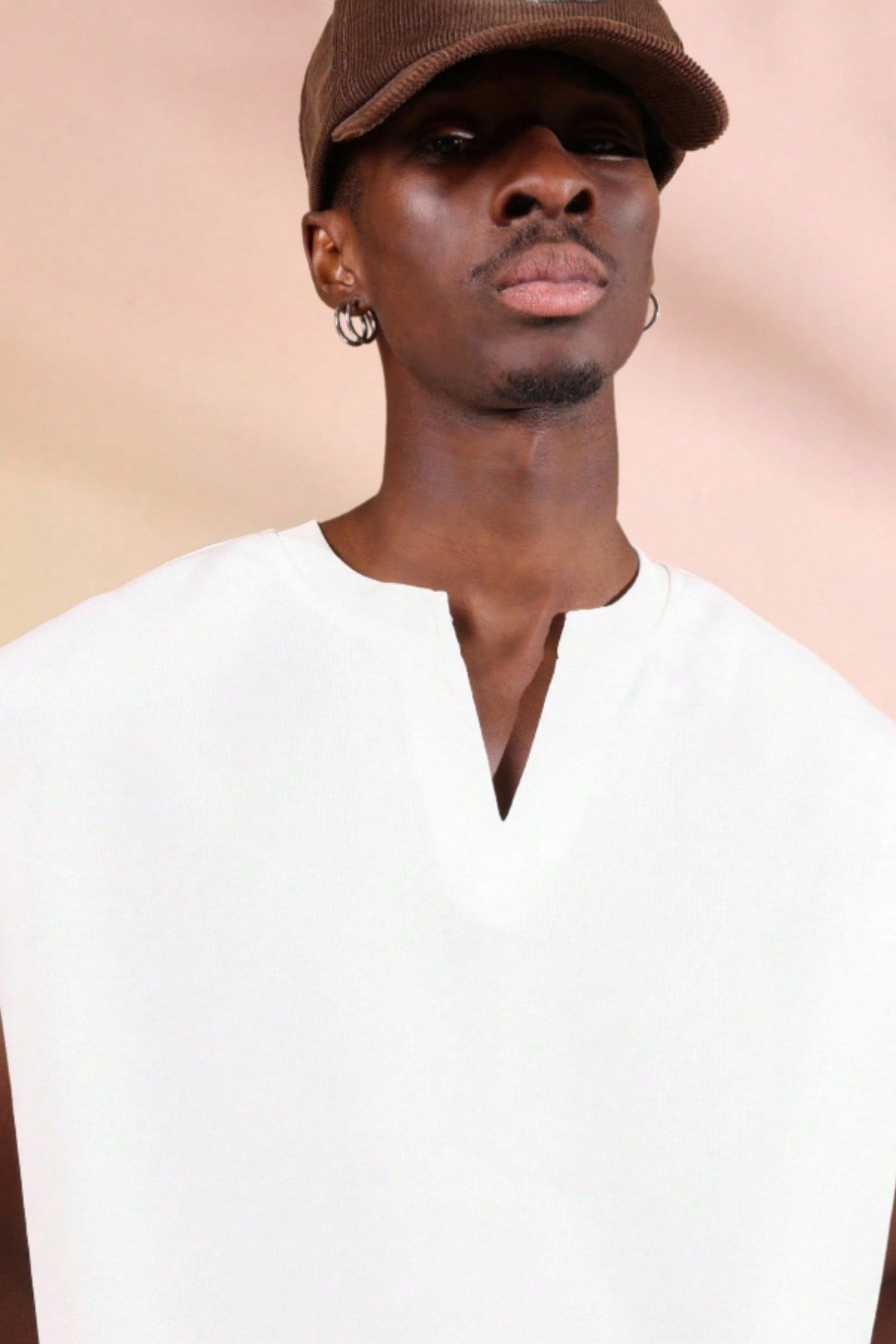 Tarz CoolT-shirtTC-KSS-2603-Siyah-LErkek Oversize Kolsuz Sweatshirt V Yaka Streetwear T-Shirt