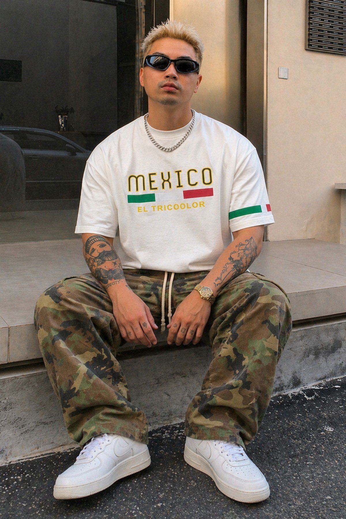 Tarz CoolT-shirtTC-MEX-TS-001-Mavi-MErkek Regular Baskılı Tişört Mexico Yazılı %100 Pamuk Rahat Kesim T-Shirt