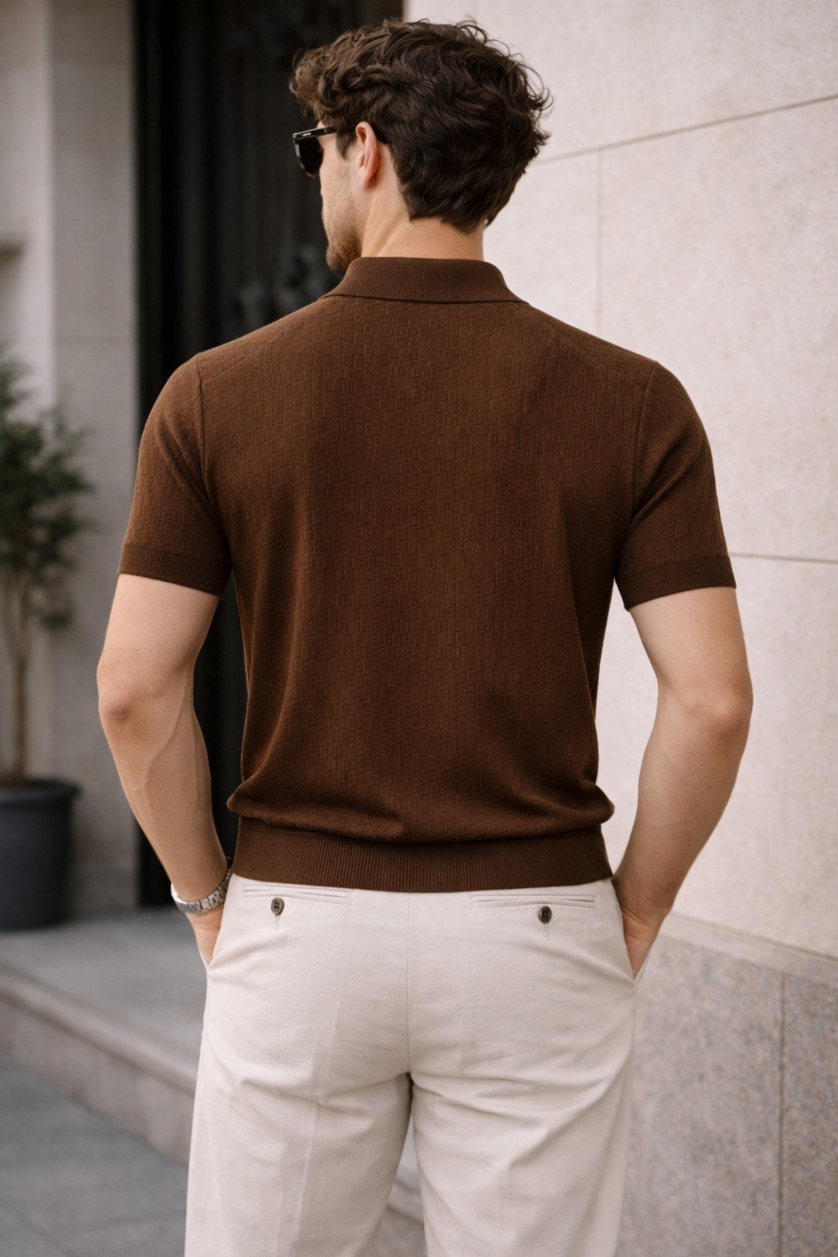 Tarz CoolT-shirtTC-MILANO-PLY-BY-MErkek Fermuarlı Polo Yaka Triko Tişört Slim Fit Dokulu Yazlık Şık Casual