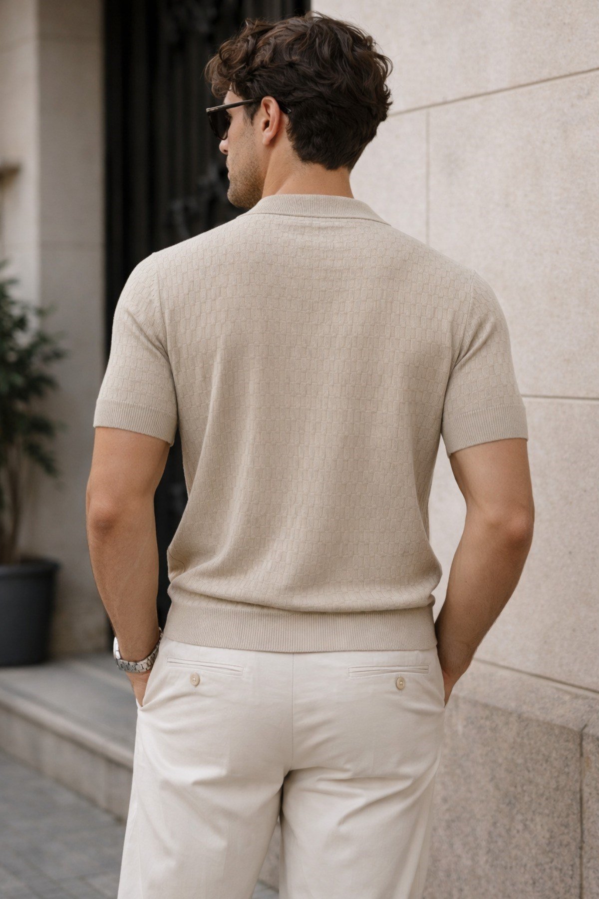 Tarz CoolT-shirtTC-MILANO-PLY-BY-MErkek Fermuarlı Polo Yaka Triko Tişört Slim Fit Dokulu Yazlık Şık Casual