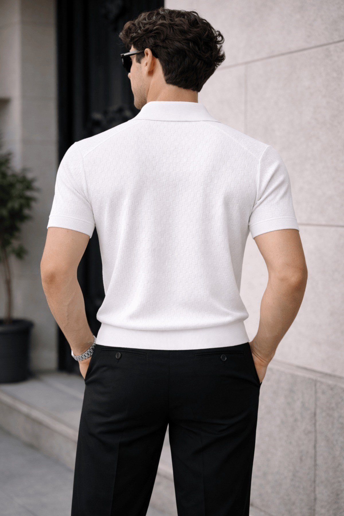 Tarz CoolT-shirtTC-MILANO-PLY-BY-MErkek Fermuarlı Polo Yaka Triko Tişört Slim Fit Dokulu Yazlık Şık Casual