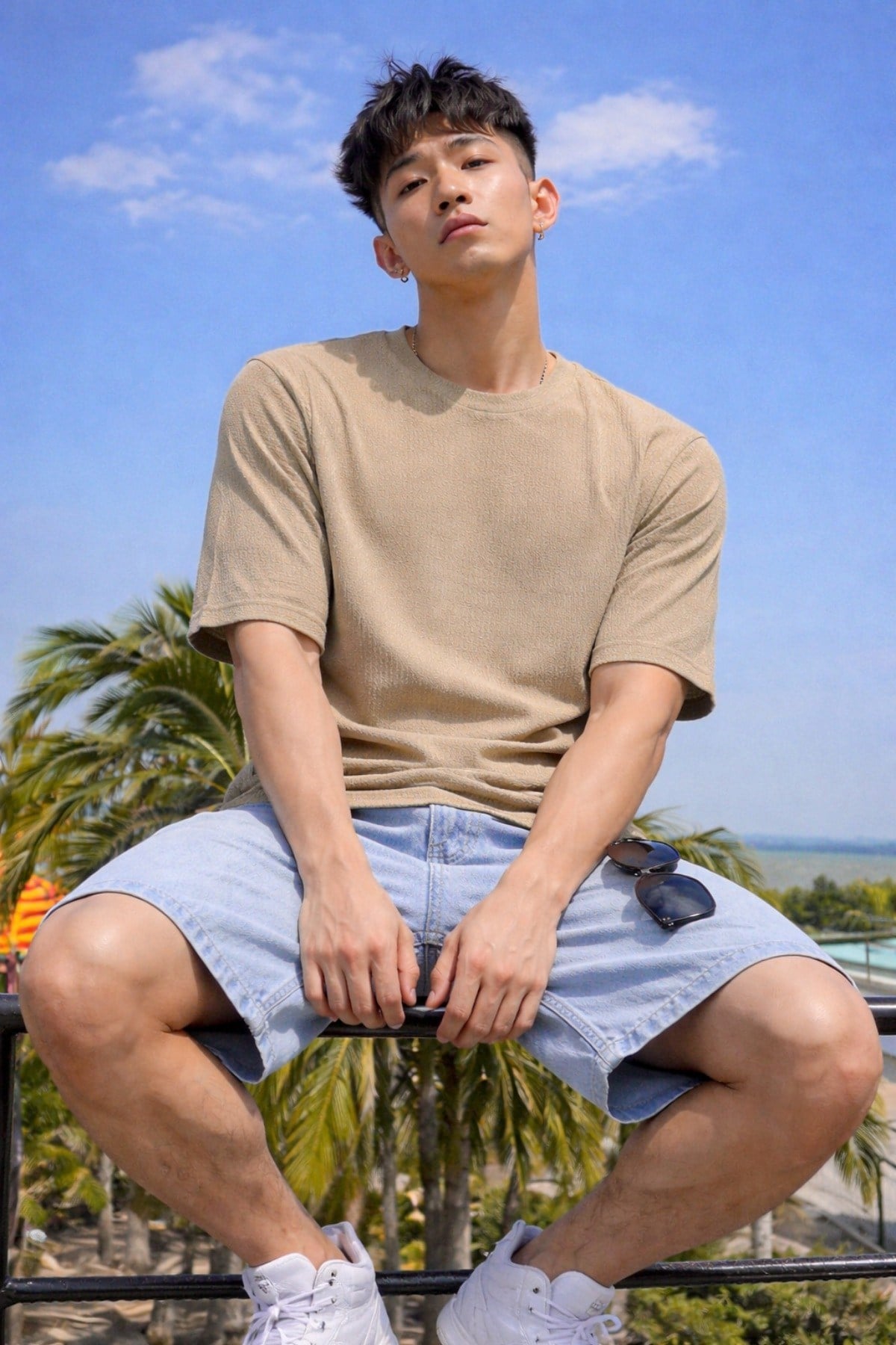 Tarz CoolT-shirtTC-OVR-JKR-001-Siyah-XLErkek Jakarlı Oversize Tişört Bisiklet Yaka Rahat Kalıp Yazlık Basic T-Shirt