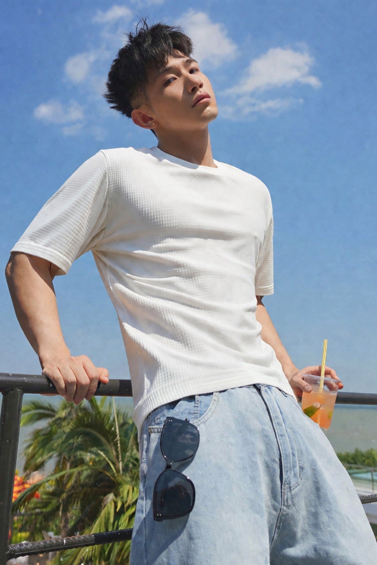 Tarz CoolT-shirtTC-OVR-JKR-001-Siyah-XLErkek Jakarlı Oversize Tişört Bisiklet Yaka Rahat Kalıp Yazlık Basic T-Shirt