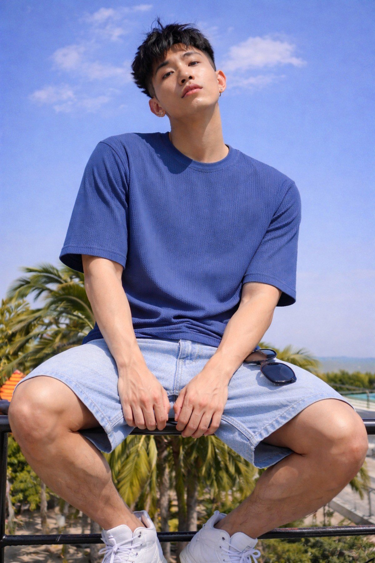 Tarz CoolT-shirtTC-OVR-JKR-001-Siyah-XLErkek Jakarlı Oversize Tişört Bisiklet Yaka Rahat Kalıp Yazlık Basic T-Shirt