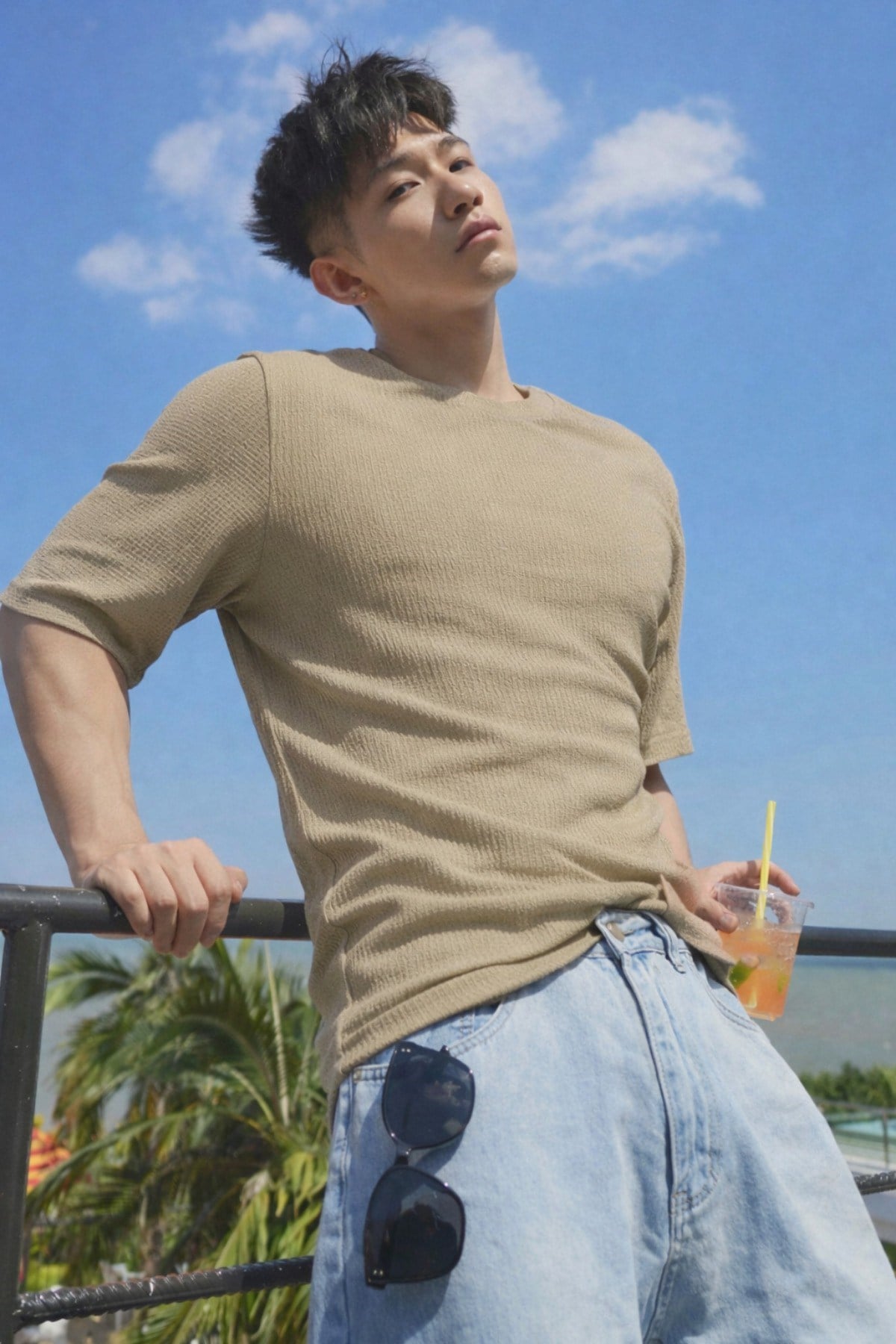 Tarz CoolT-shirtTC-OVR-JKR-001-Siyah-XLErkek Jakarlı Oversize Tişört Bisiklet Yaka Rahat Kalıp Yazlık Basic T-Shirt