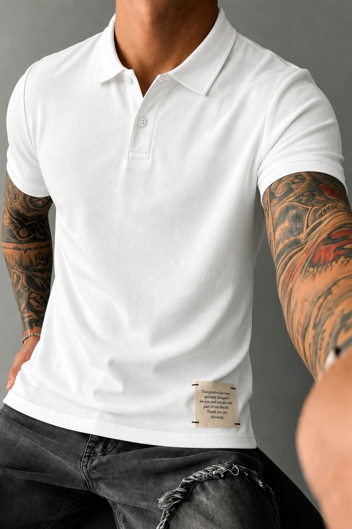 Tarz CoolT-shirtTC-POLOSUPR-26-Beyaz-LErkek Basic Polo Yaka Pamuklu Kısa Kollu Tişört