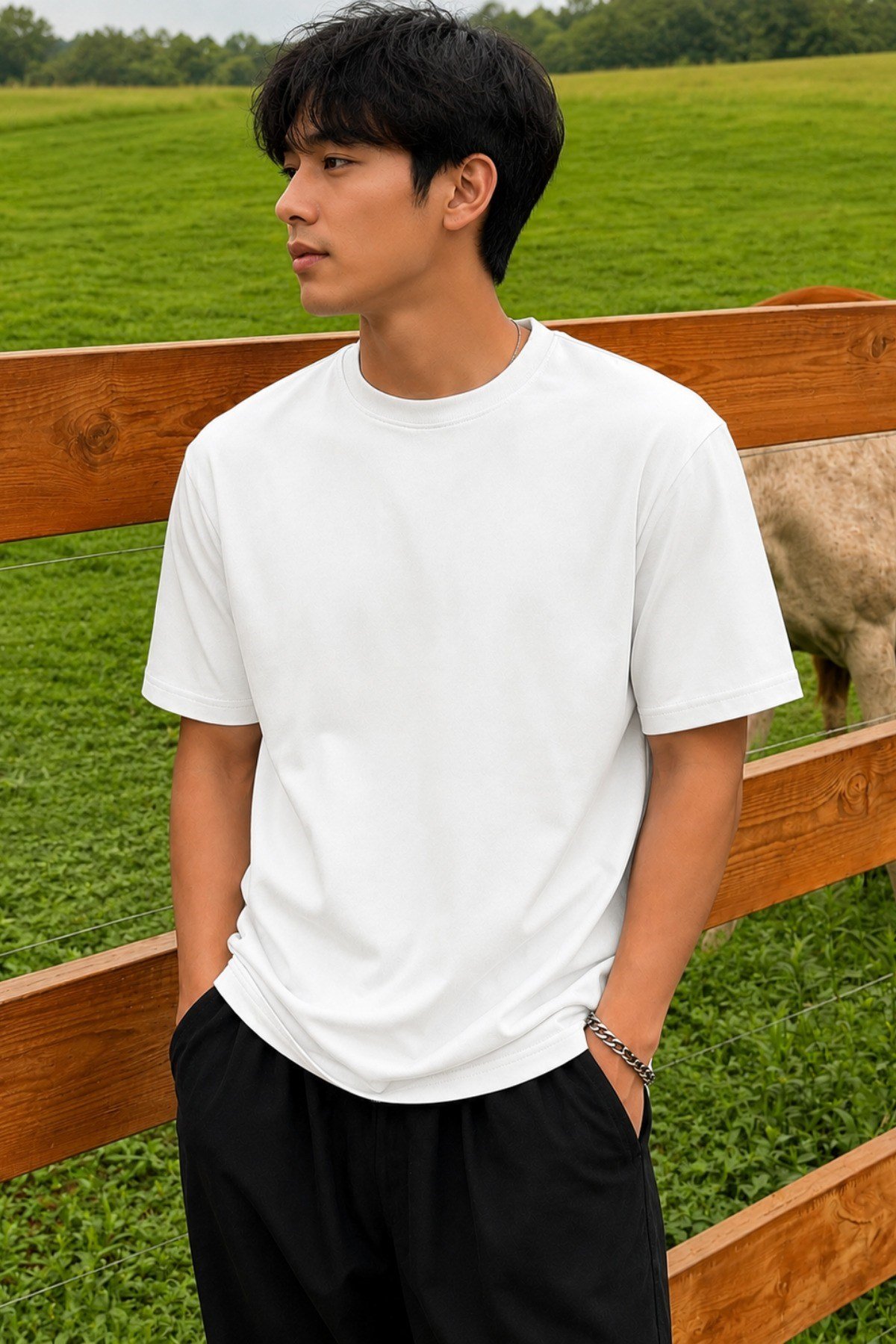 Tarz CoolT-shirtTC-RGL-2IP-026-Siyah-SErkek Regular Fit Bisiklet Yaka Basic Tişört 2 İplik Şardonsuz %100 Pamuk Günlük Rahat T-Shirt